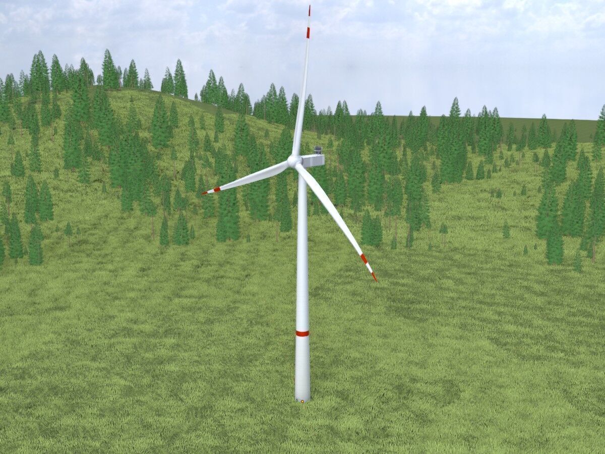 Wind turbine V1 H-138 RD 162 m with animation Low-poly 3D model_18
