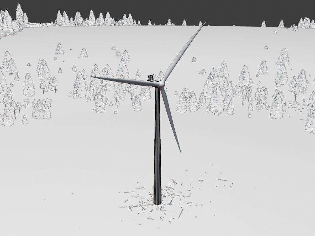 Wind turbine V1 H-138 RD 162 m with animation Low-poly 3D model_12
