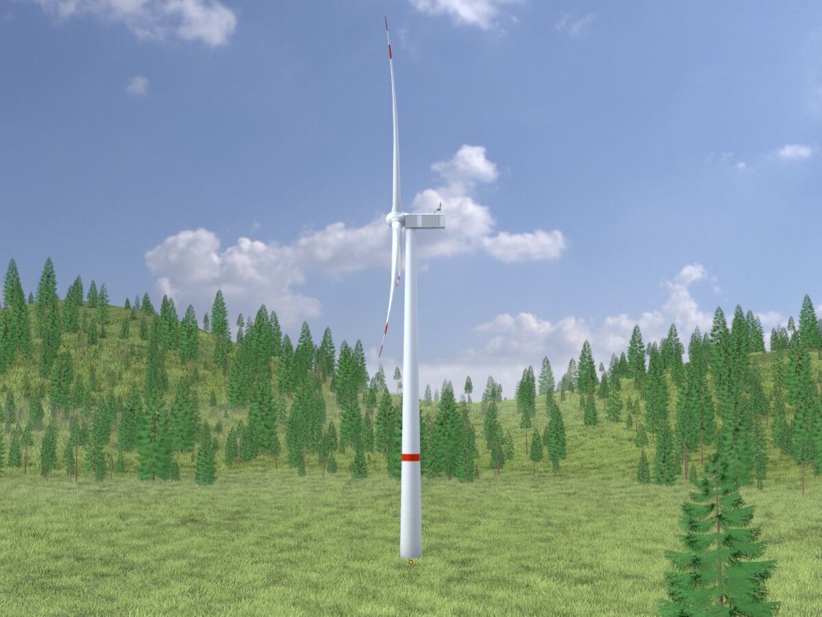 Wind turbine V1 H-138 RD 162 m with animation Low-poly 3D model_3