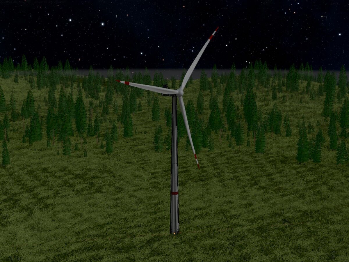 Wind turbine V1 H-138 RD 162 m with animation Low-poly 3D model_8