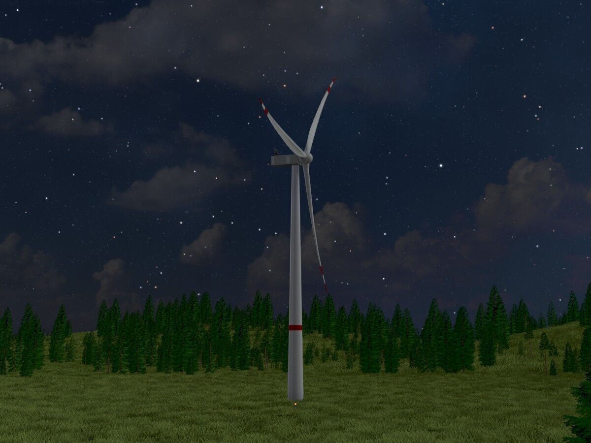 Wind turbine V1 H-138 RD 162 m with animation Low-poly 3D model_20