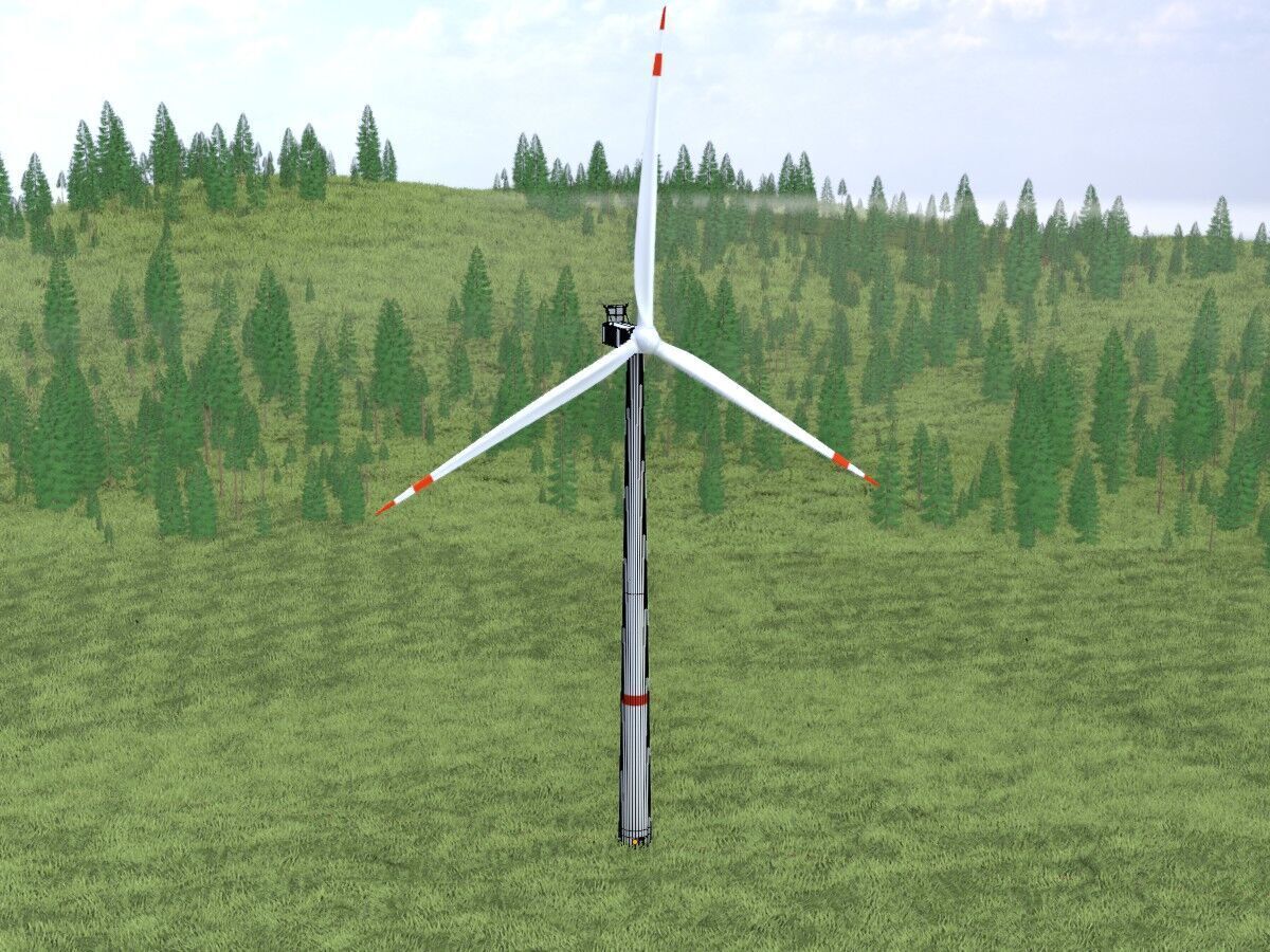 Wind turbine V1 H-138 RD 162 m with animation Low-poly 3D model_5