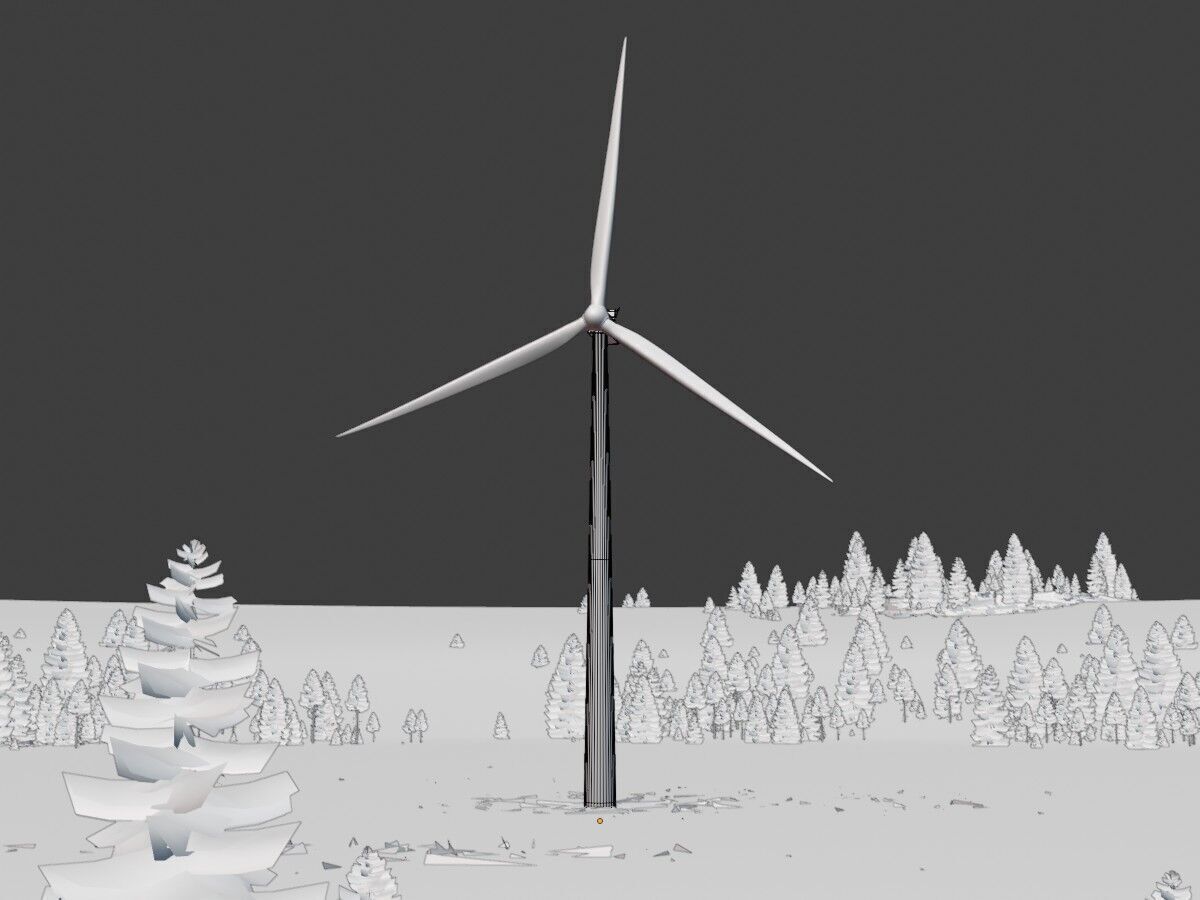 Wind turbine V1 H-138 RD 162 m with animation Low-poly 3D model_9
