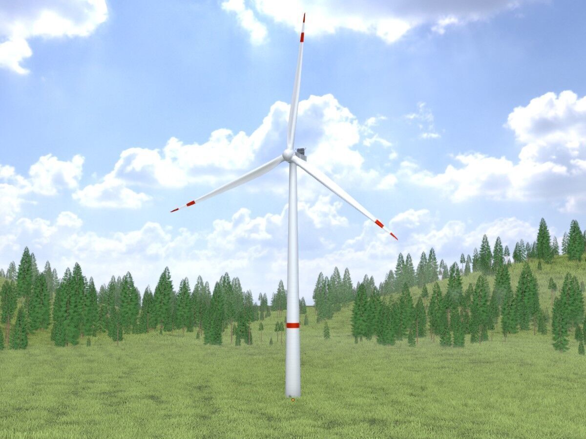 Wind turbine V1 H-138 RD 162 m with animation Low-poly 3D model_13