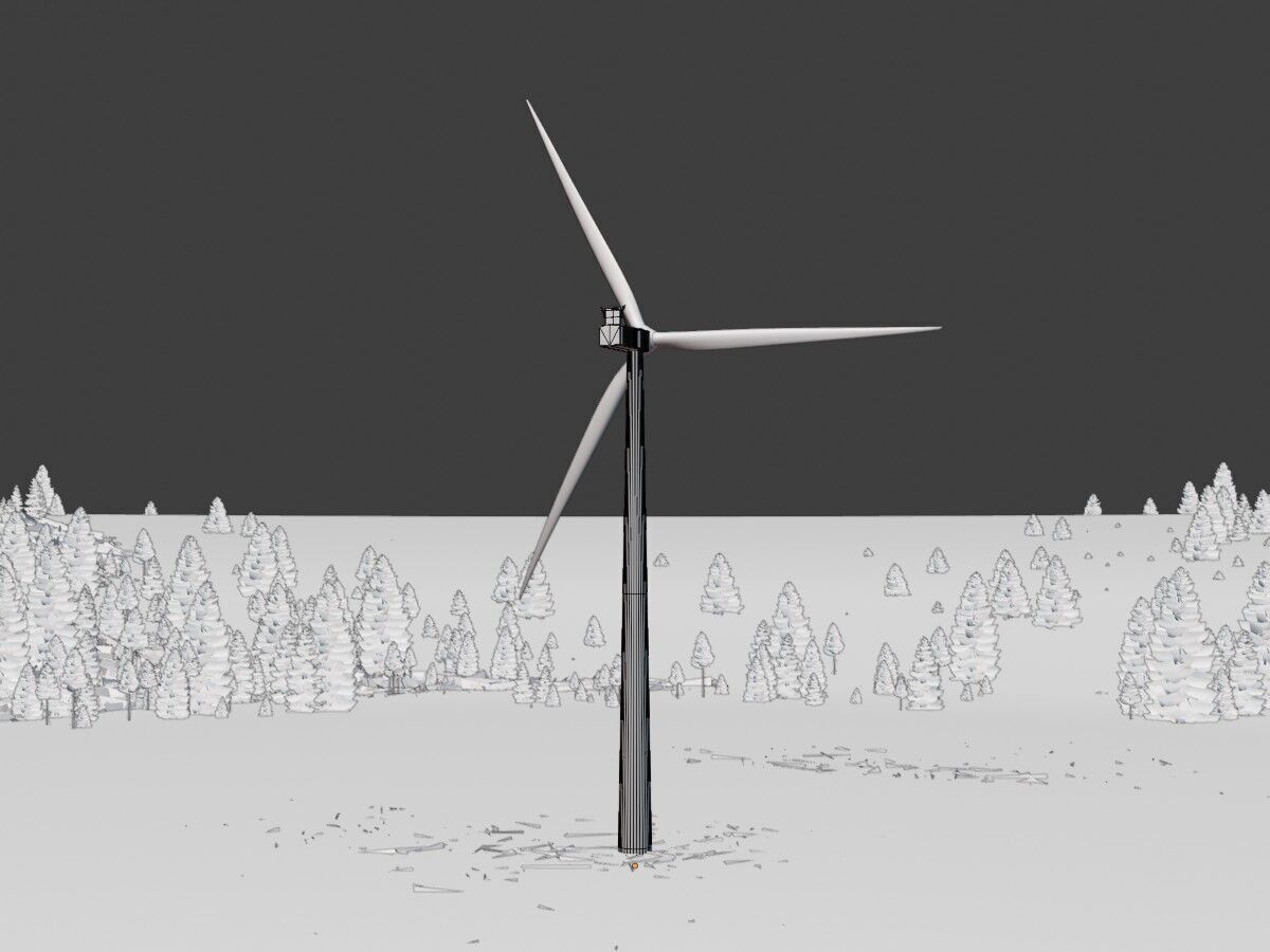 Wind turbine V1 H-138 RD 162 m with animation Low-poly 3D model_11