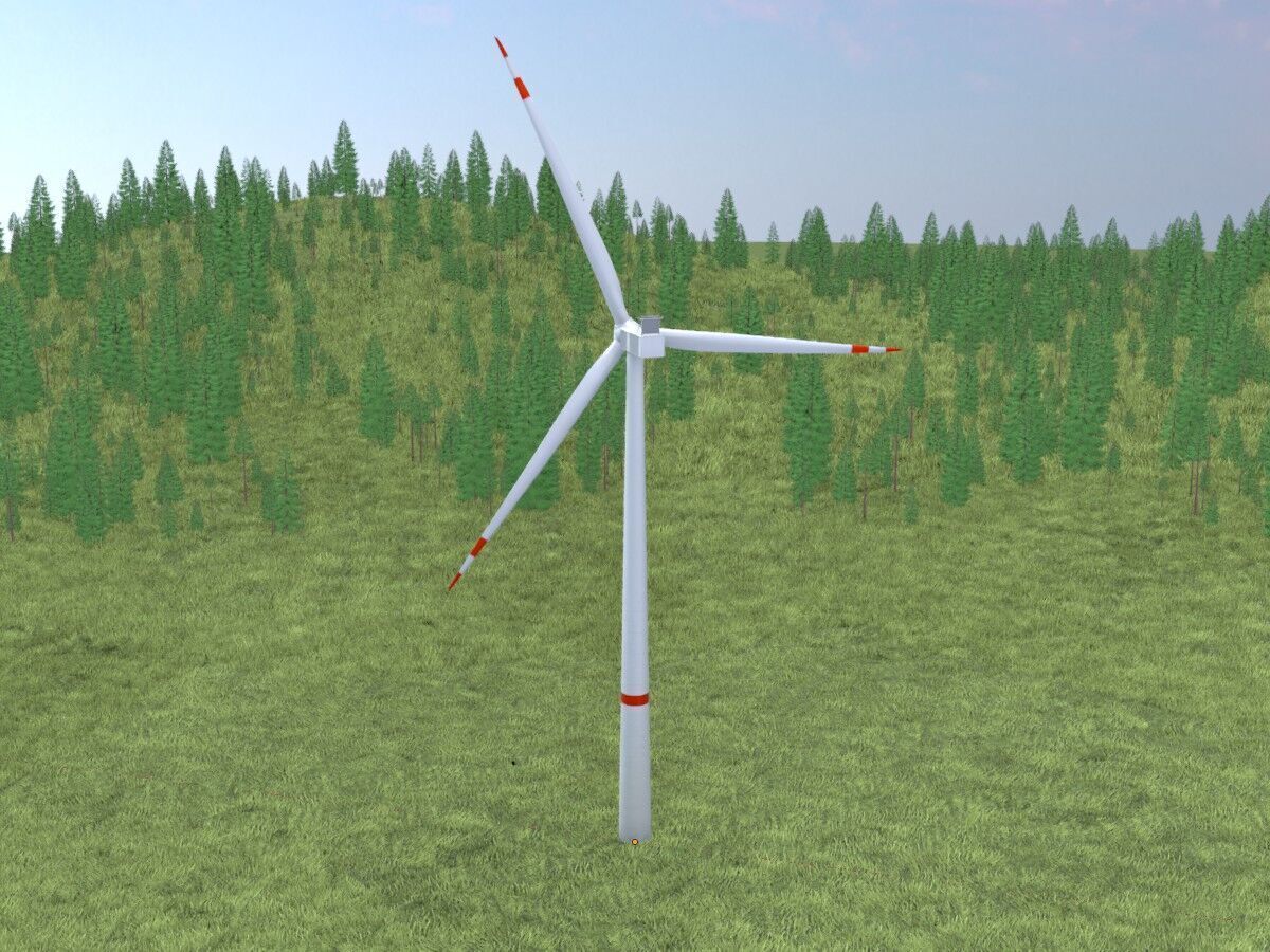 Wind turbine V1 H-138 RD 162 m with animation Low-poly 3D model_19