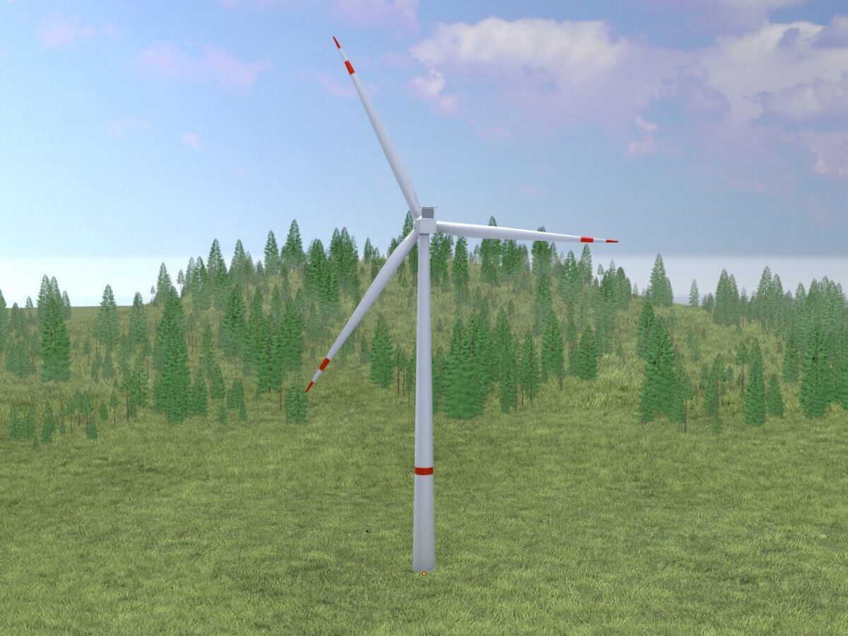Wind turbine V1 H-138 RD 162 m with animation Low-poly 3D model_15