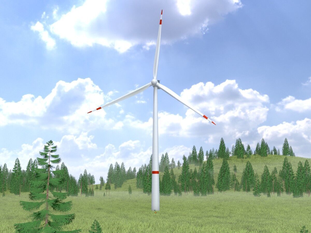Wind turbine V1 H-138 RD 162 m with animation Low-poly 3D model_2