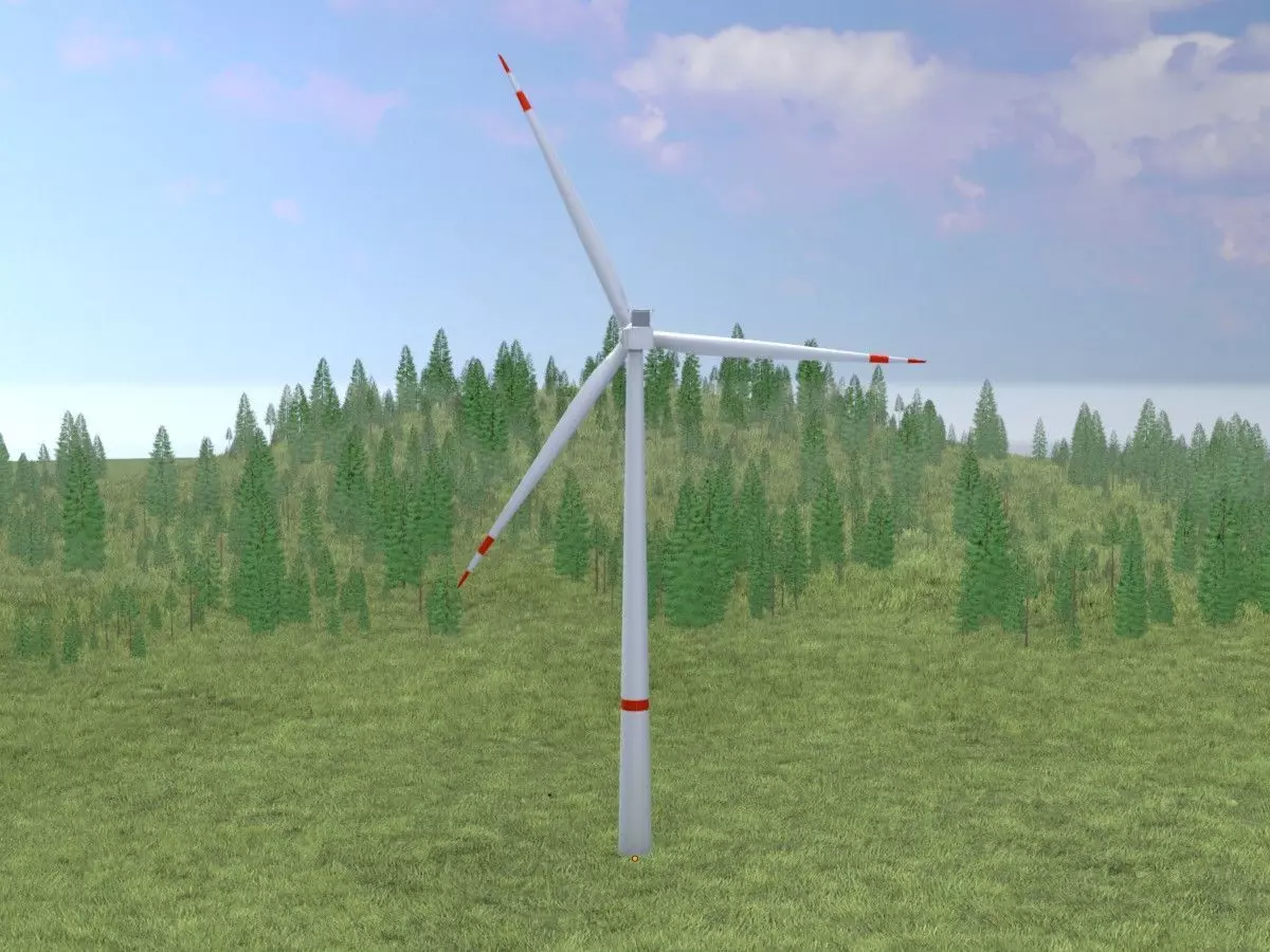 Wind turbine V1 H-138 RD 162 m with animation Low-poly 3D model_0