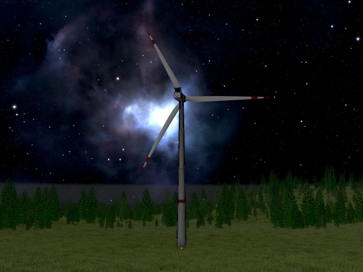 Wind turbine V1 H-138 RD 162 m with animation Low-poly 3D model_7