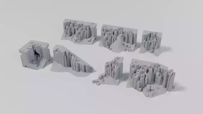 HO Scale Deschutes Basalt Cliff Kit - Realistic Modular 3D Print