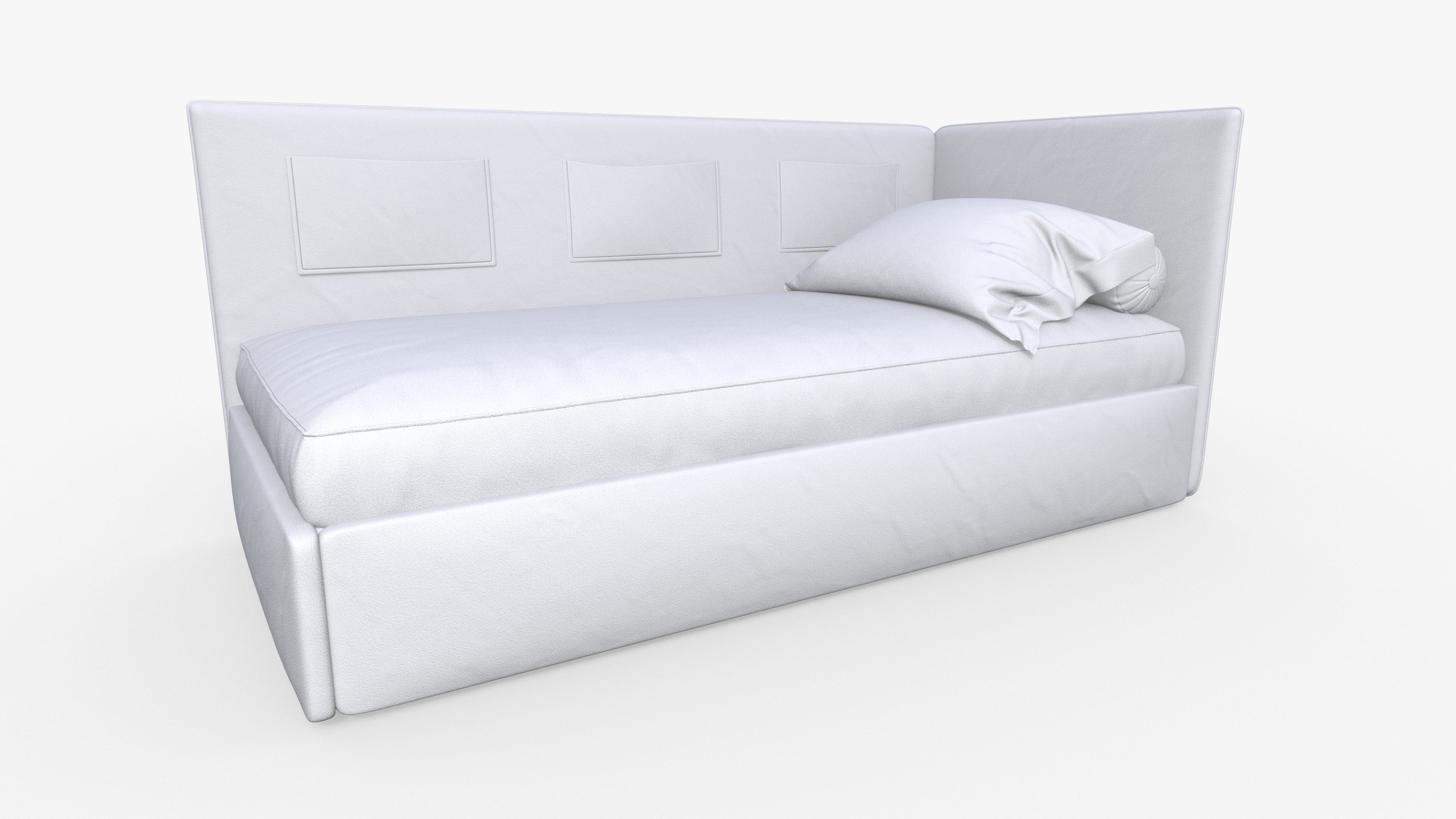 Corner single bed 3D model_9