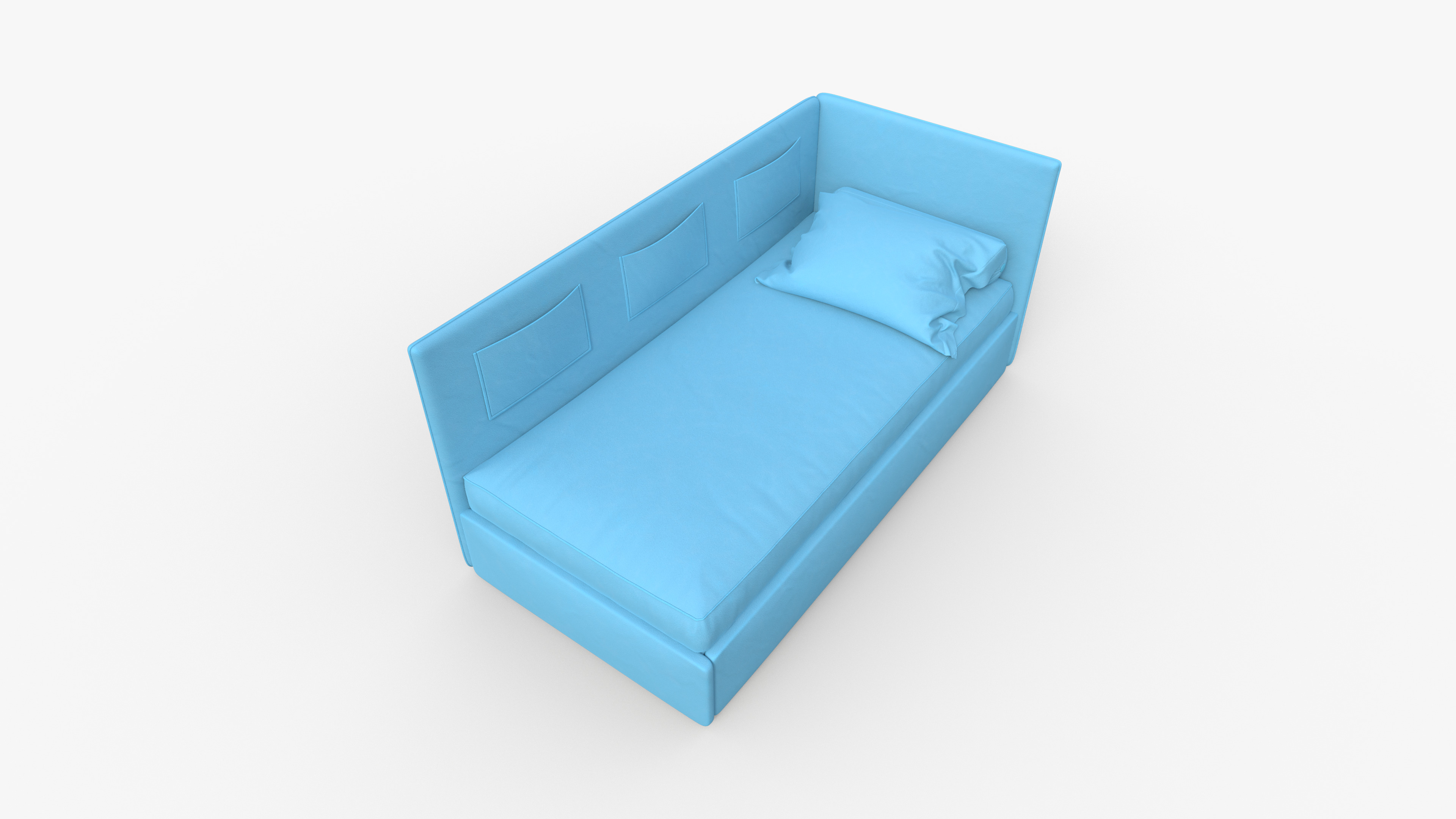 Corner single bed 3D model_5