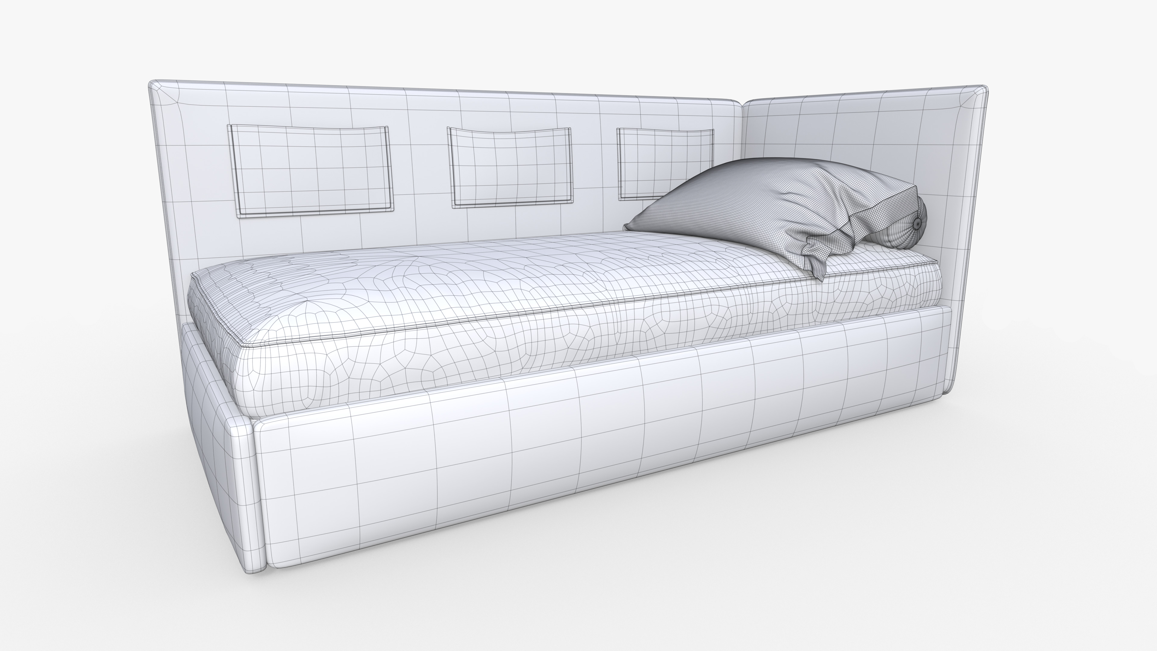 Corner single bed 3D model_7
