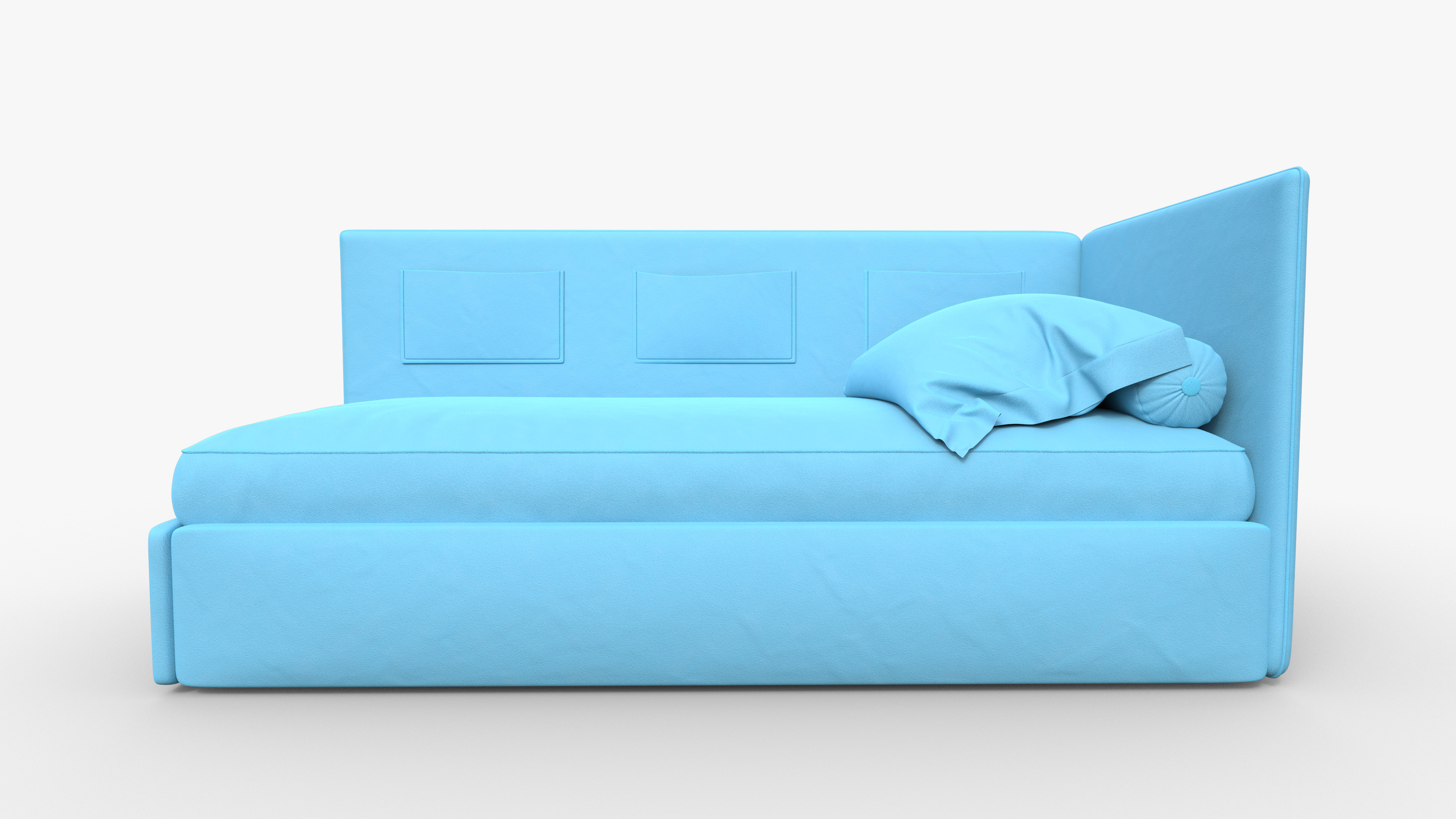 Corner single bed 3D model_6