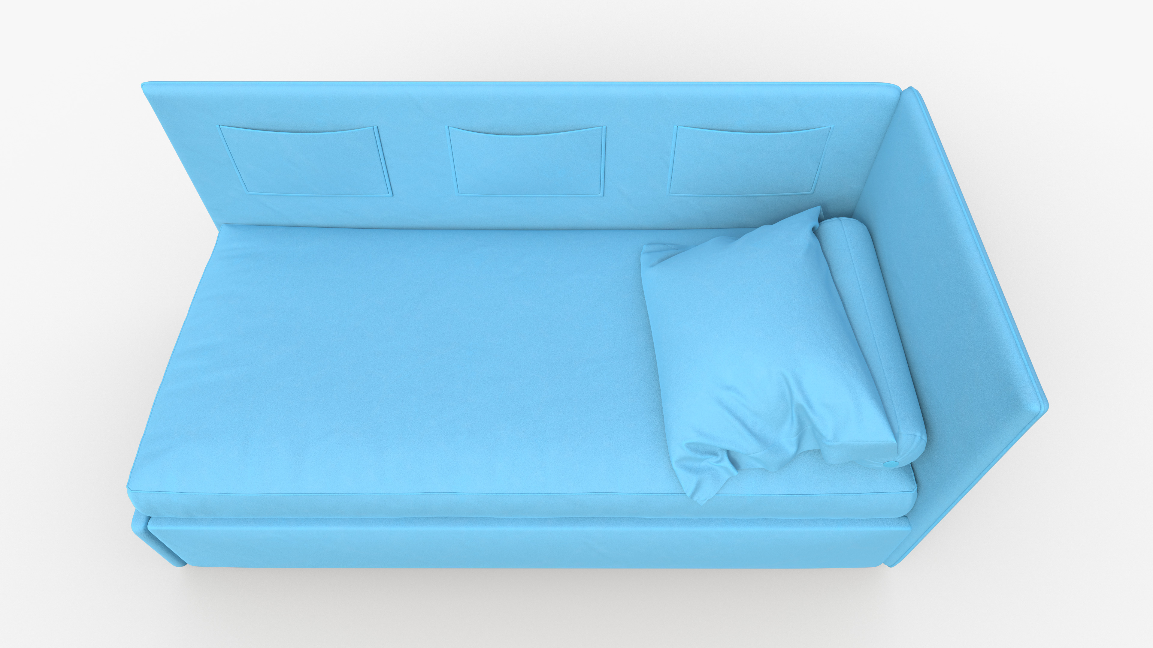 Corner single bed 3D model_4