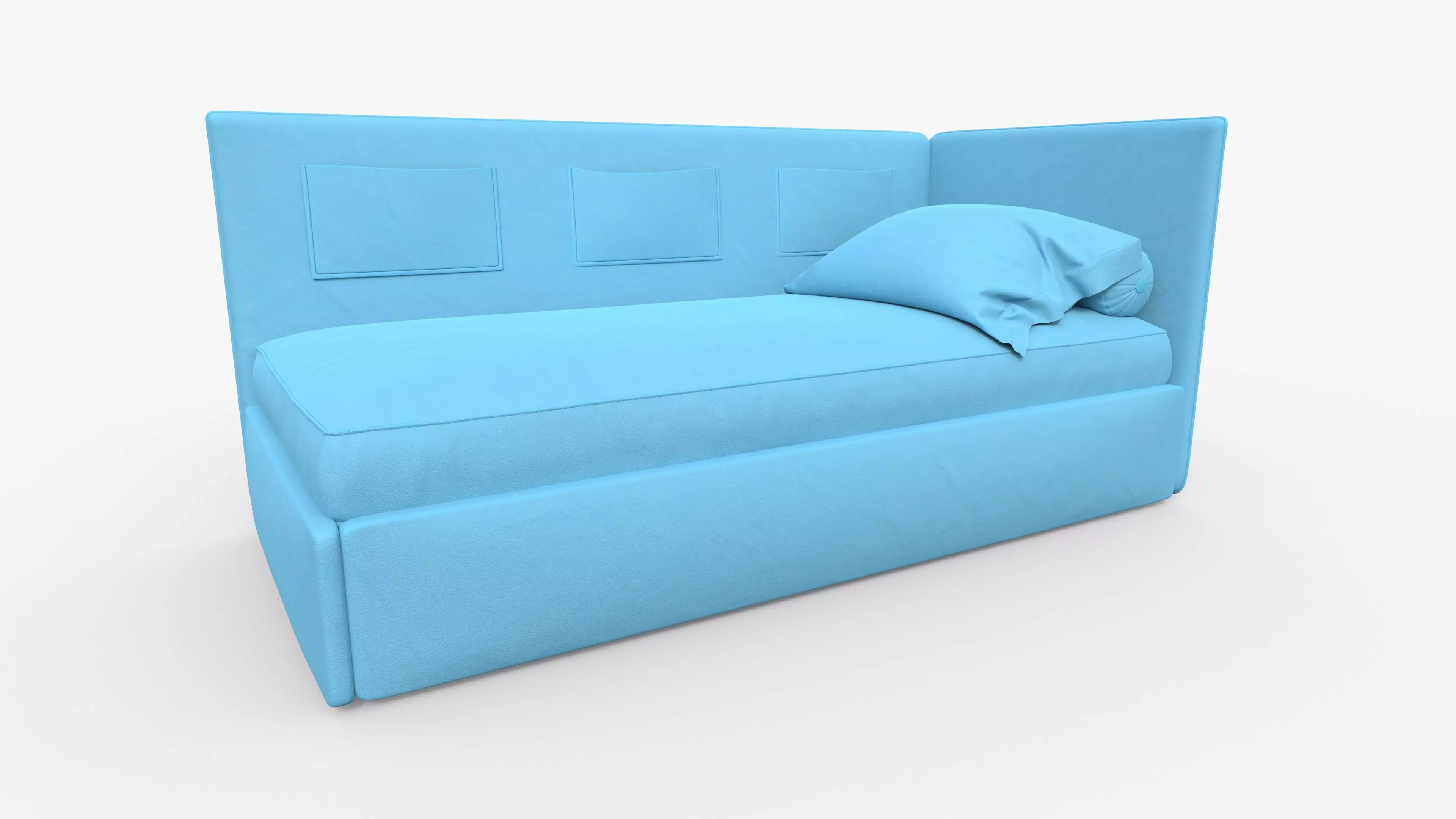 Corner single bed 3D model_0