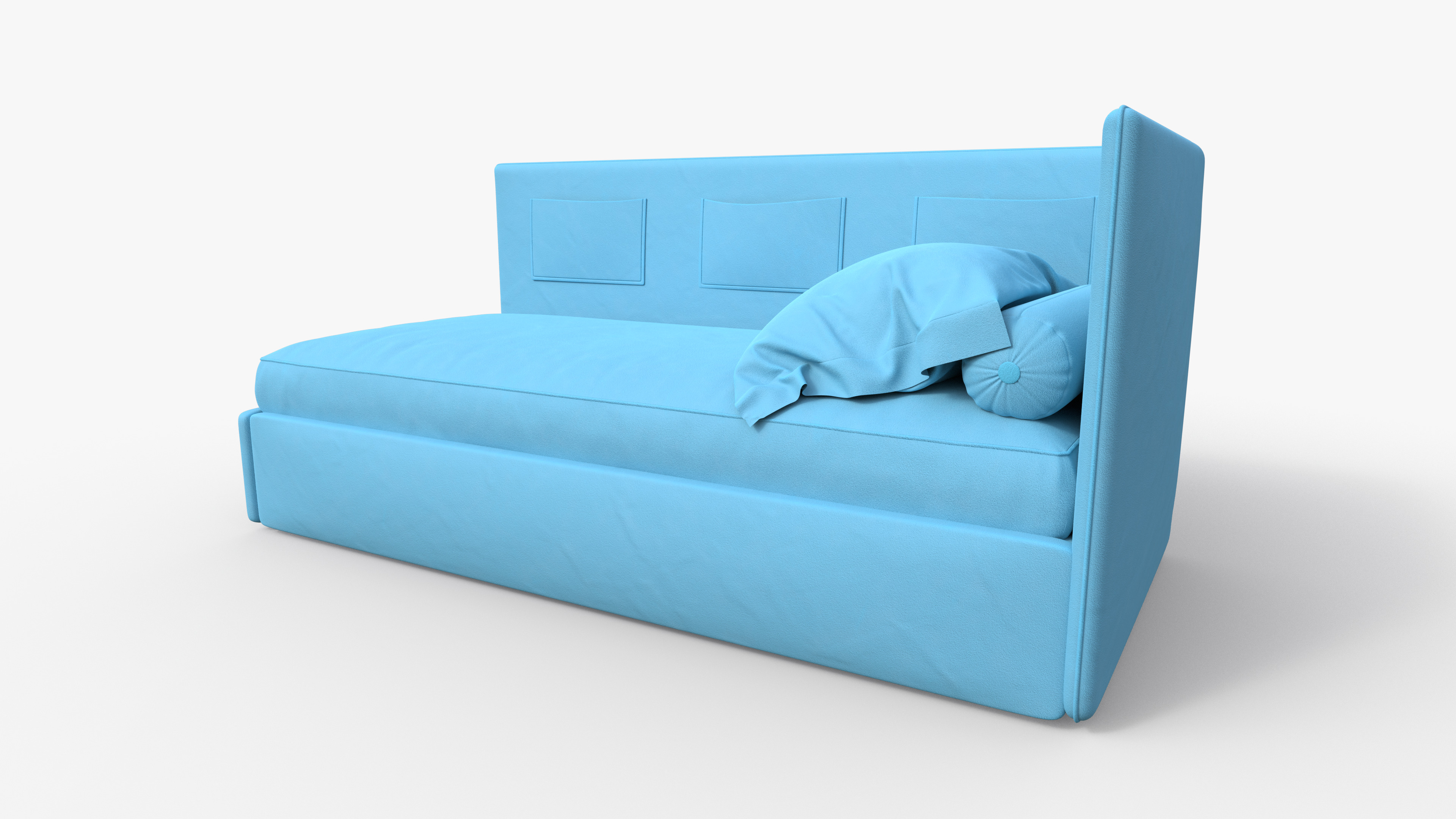 Corner single bed 3D model_3