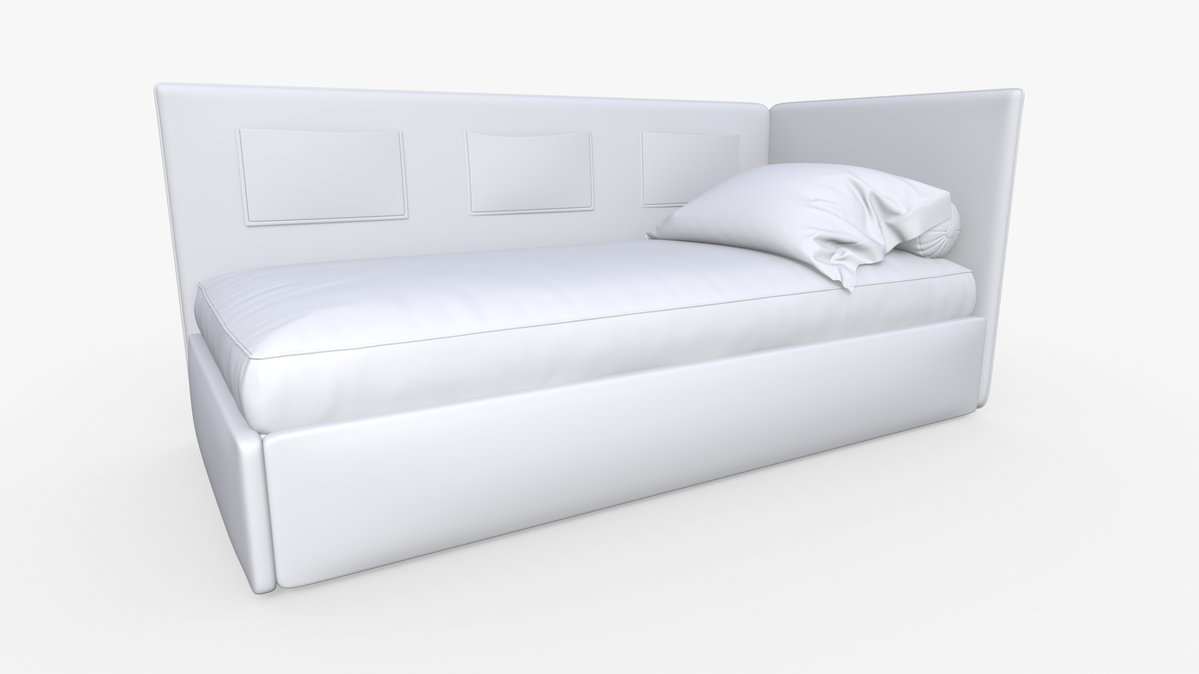 Corner single bed 3D model_8