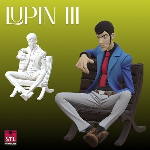 Lupin III Sitting Pose FunArt 3D Model 3D print model
