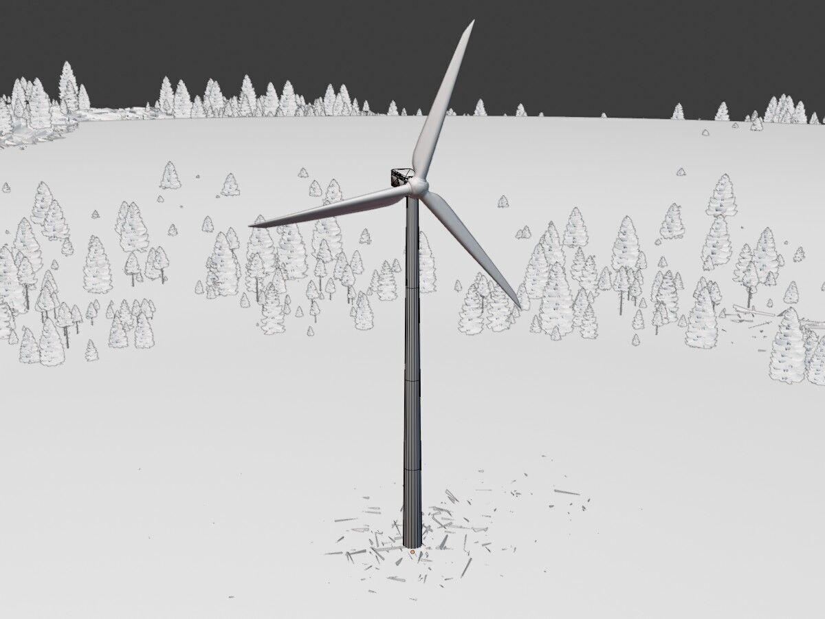 Wind turbine N1 H-150 RD 148 m with animation Low-poly 3D model_12
