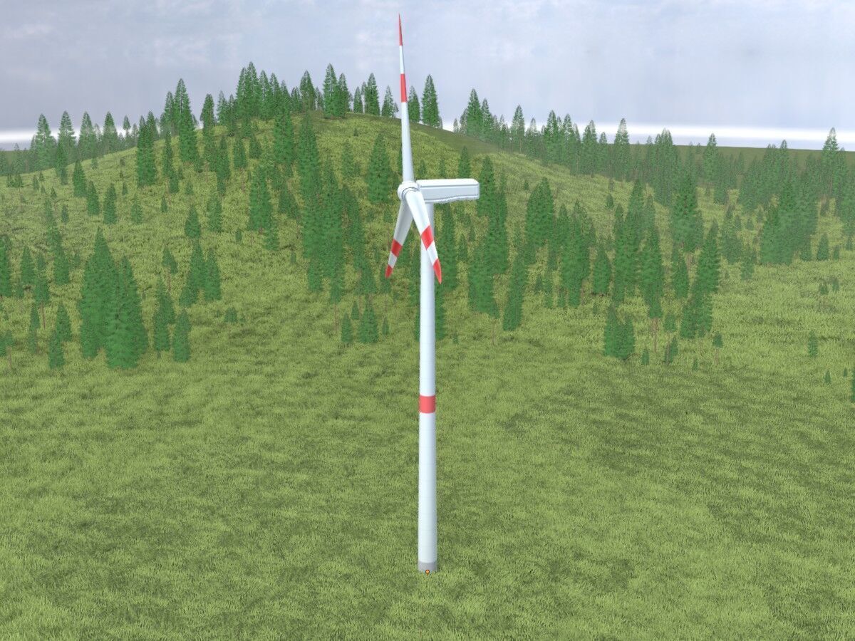 Wind turbine N1 H-150 RD 148 m with animation Low-poly 3D model_14