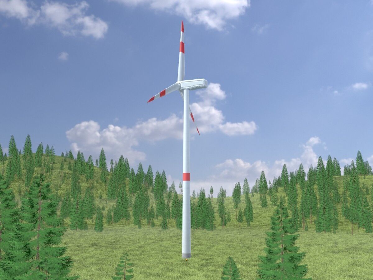 Wind turbine N1 H-150 RD 148 m with animation Low-poly 3D model_2