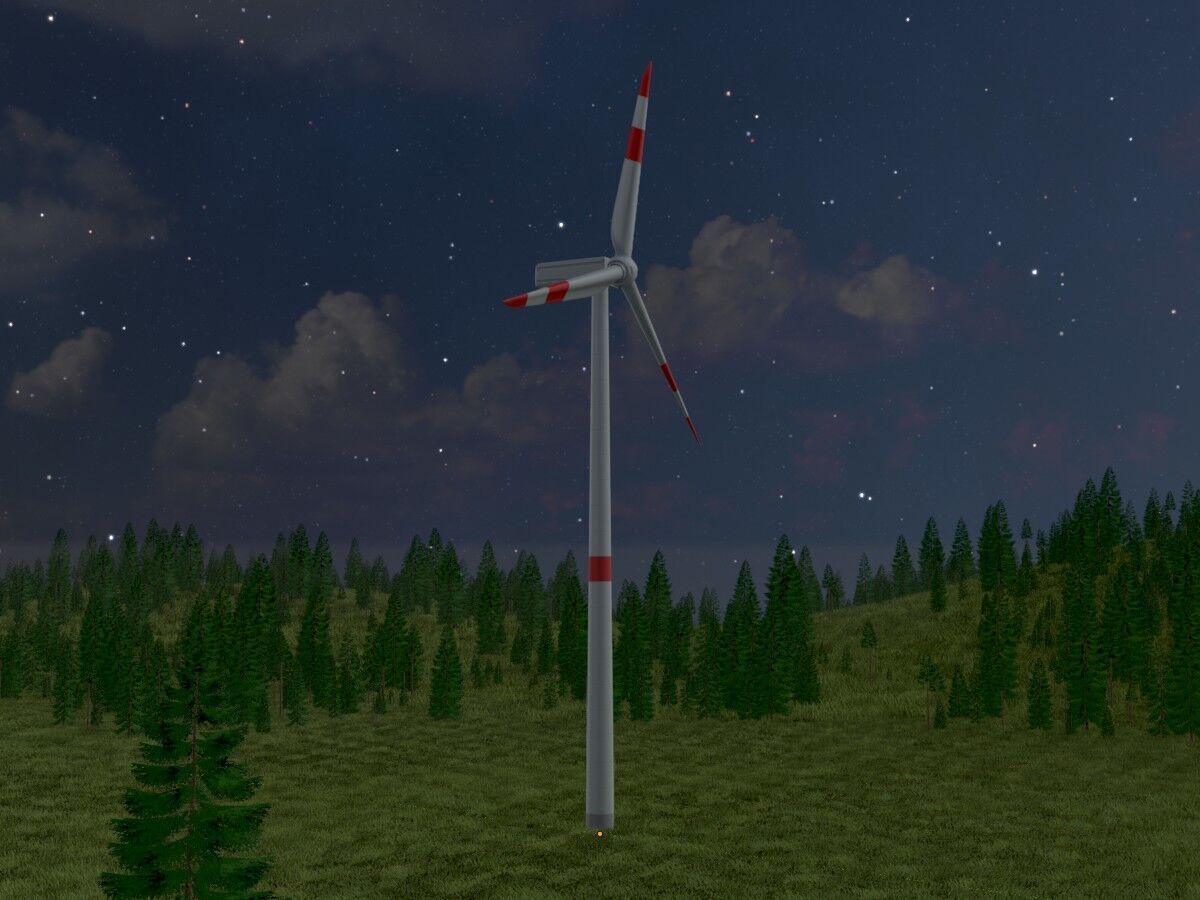 Wind turbine N1 H-150 RD 148 m with animation Low-poly 3D model_4