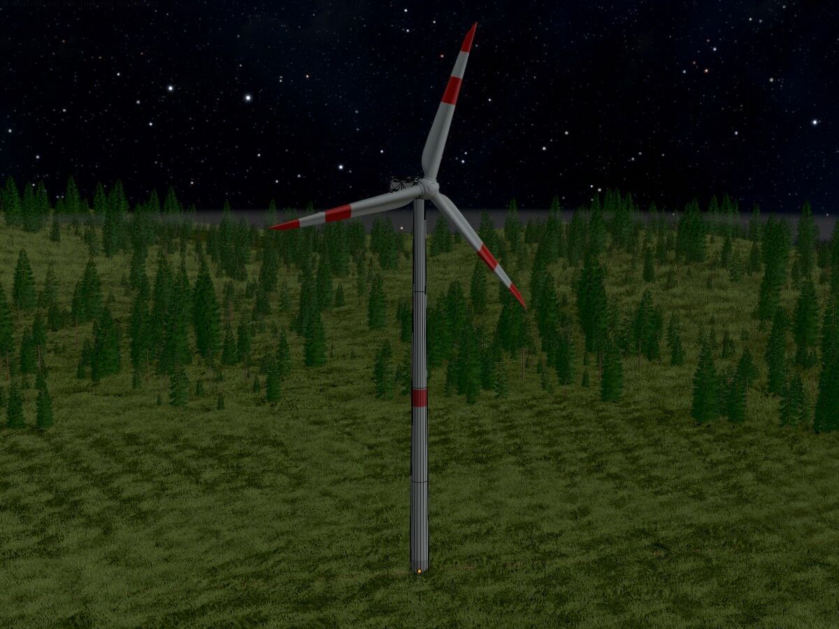 Wind turbine N1 H-150 RD 148 m with animation Low-poly 3D model_8