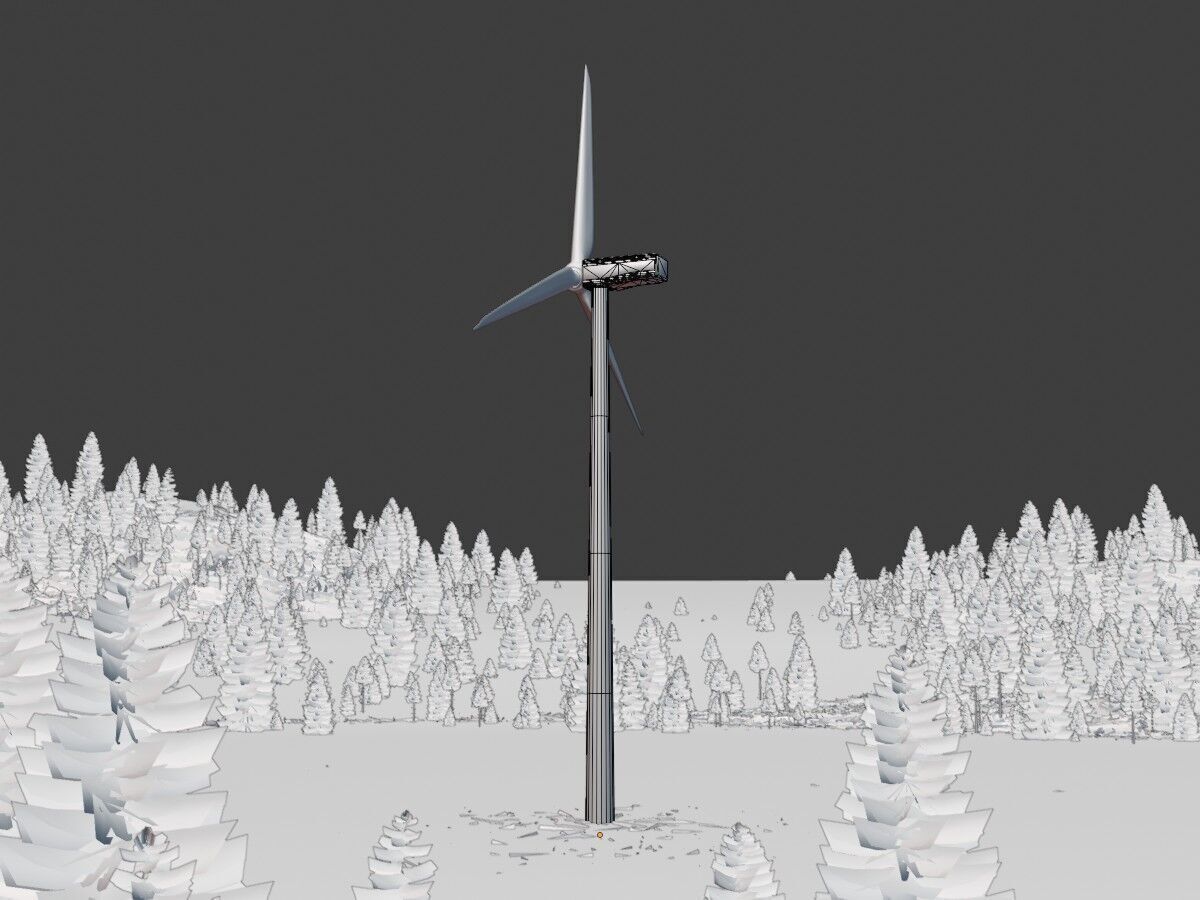 Wind turbine N1 H-150 RD 148 m with animation Low-poly 3D model_10
