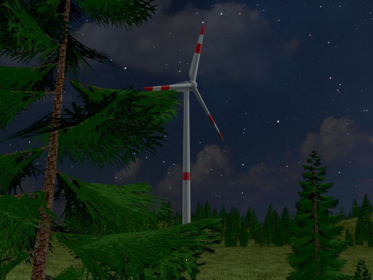 Wind turbine N1 H-150 RD 148 m with animation Low-poly 3D model_20