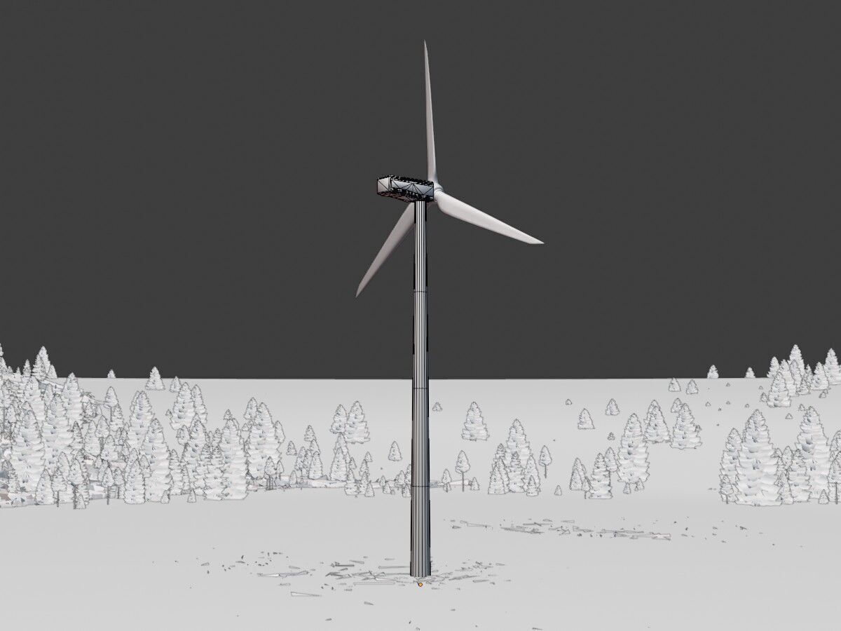 Wind turbine N1 H-150 RD 148 m with animation Low-poly 3D model_11