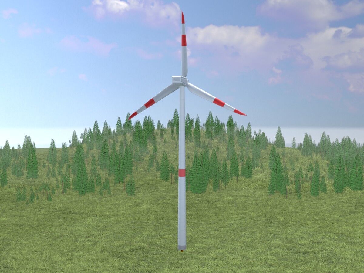 Wind turbine N1 H-150 RD 148 m with animation Low-poly 3D model_3