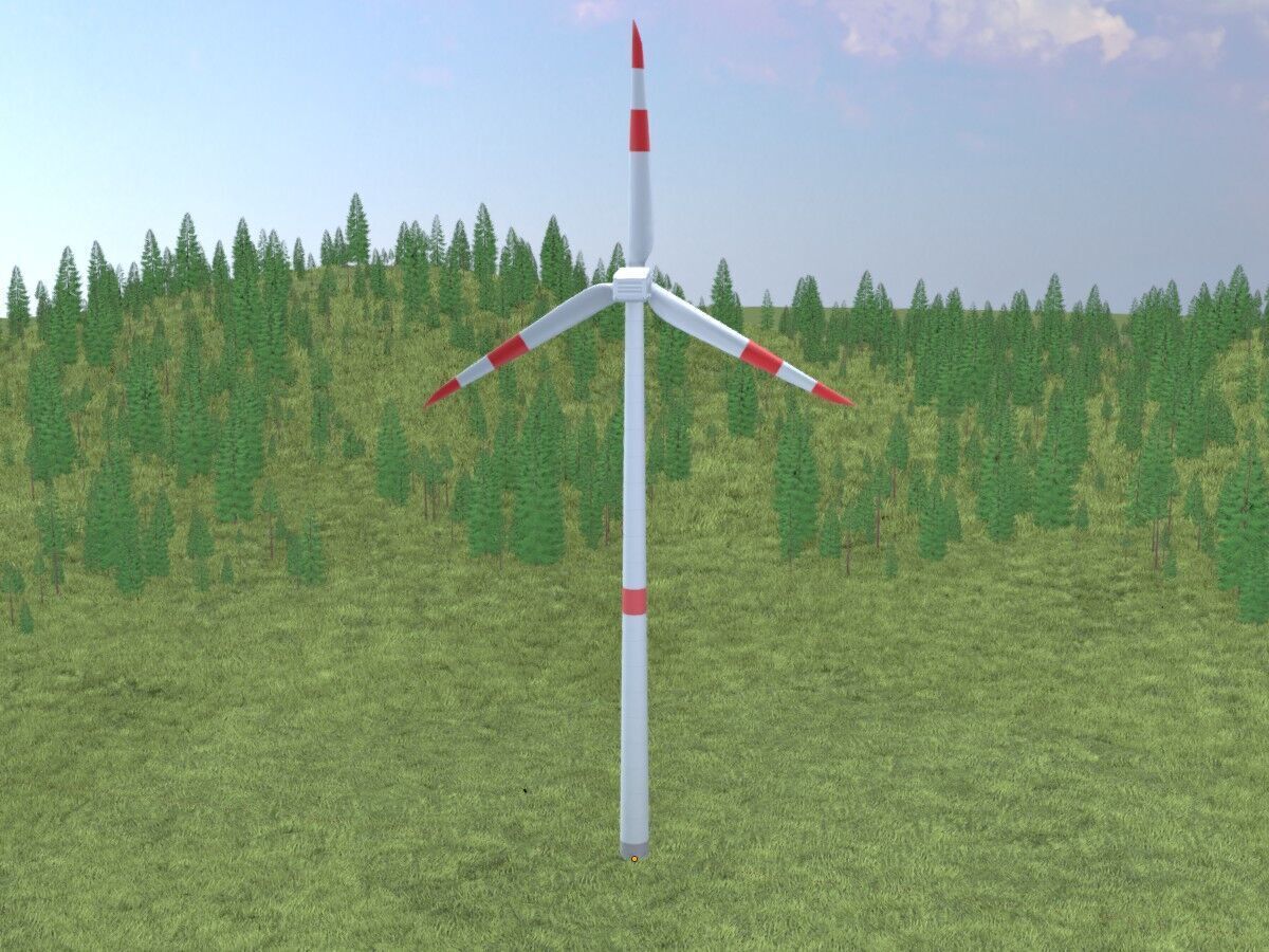 Wind turbine N1 H-150 RD 148 m with animation Low-poly 3D model_19