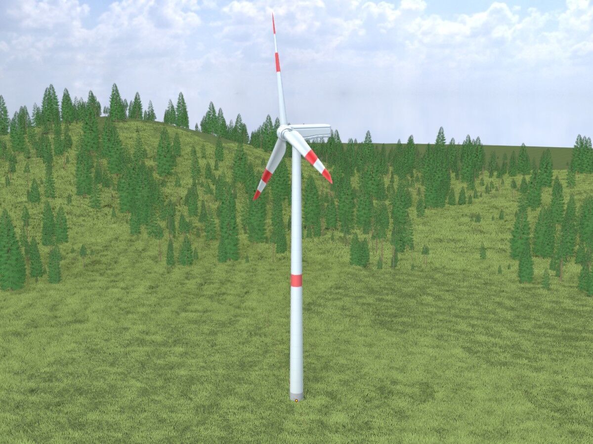 Wind turbine N1 H-150 RD 148 m with animation Low-poly 3D model_18