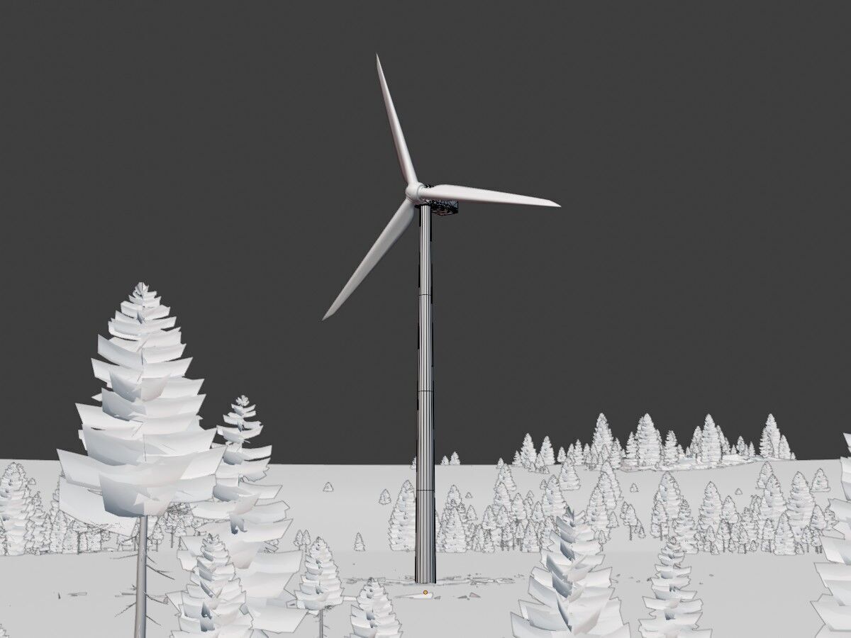 Wind turbine N1 H-150 RD 148 m with animation Low-poly 3D model_9