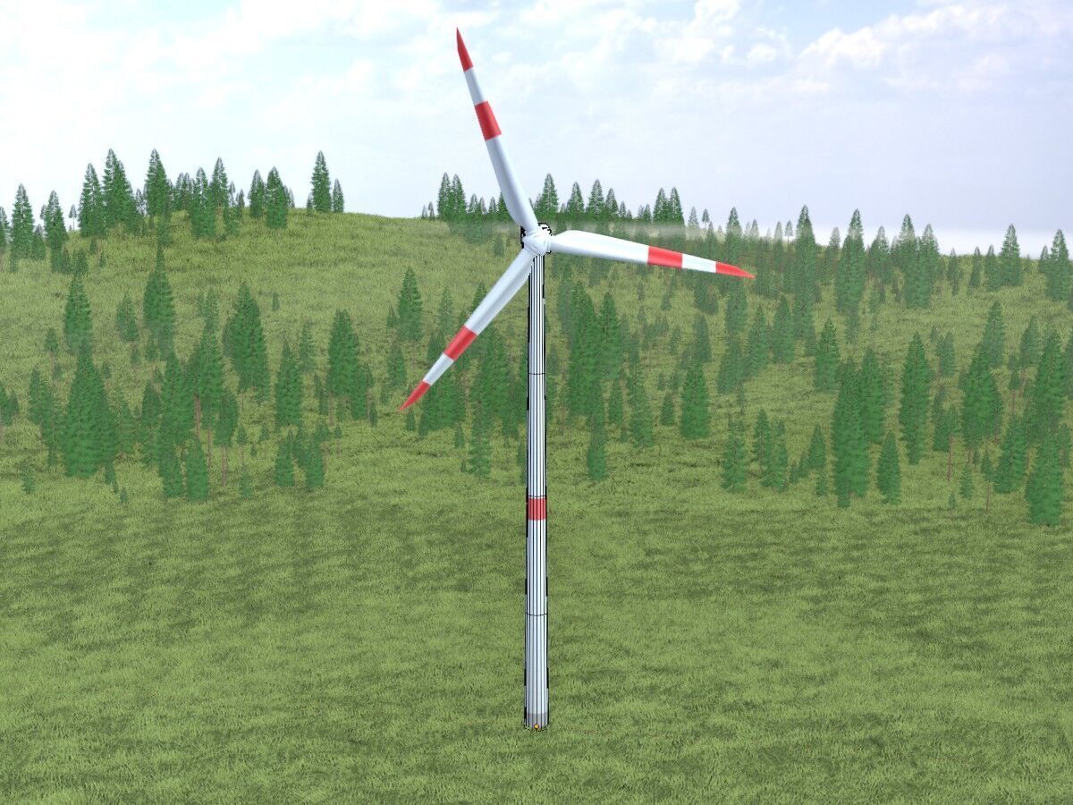 Wind turbine N1 H-150 RD 148 m with animation Low-poly 3D model_5