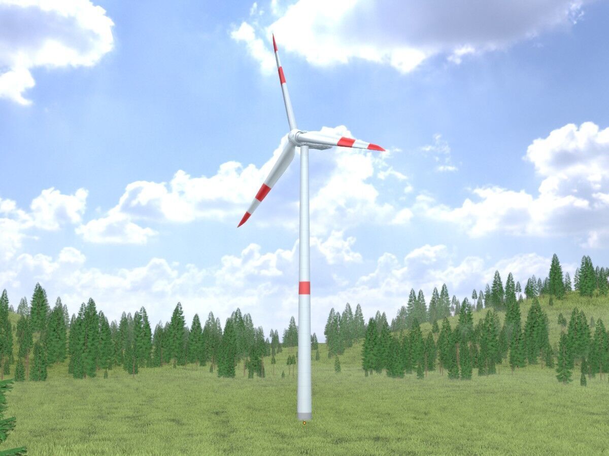Wind turbine N1 H-150 RD 148 m with animation Low-poly 3D model_13