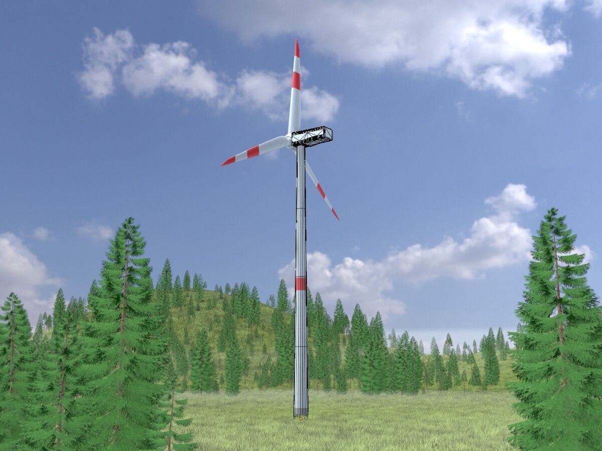 Wind turbine N1 H-150 RD 148 m with animation Low-poly 3D model_6