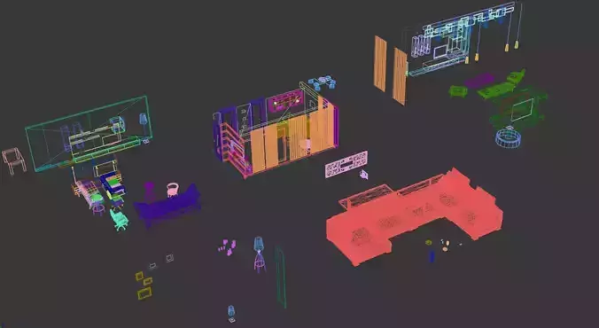 MULTIPLE LIVING ROOM SCENE AND ELEMENTS