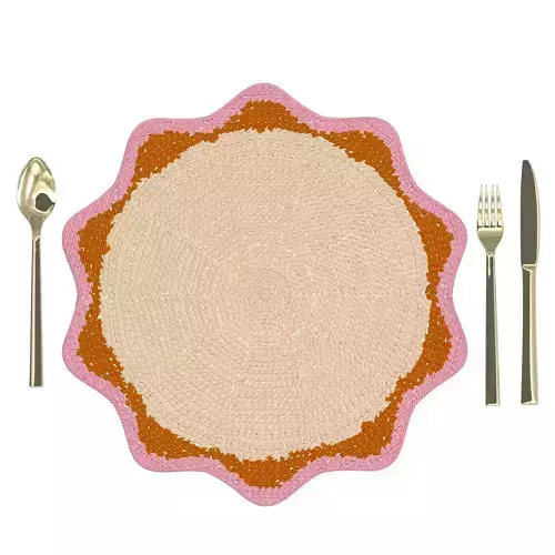 Raffia round table placemats colorful 3D model