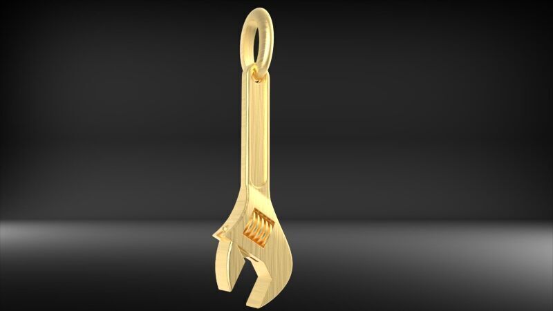 Wrench pendant silver gold printable jewelry  3D print model_12