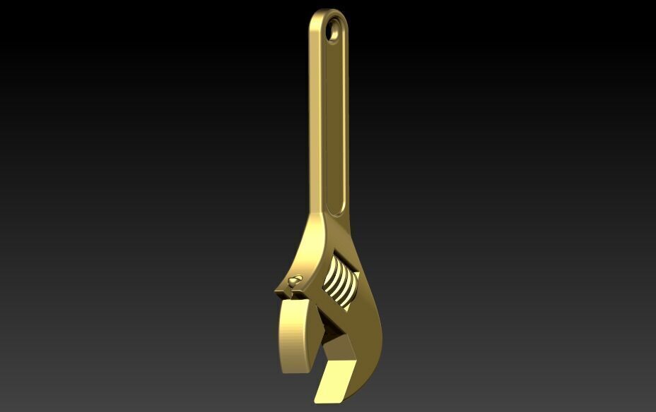 Wrench pendant silver gold printable jewelry  3D print model_7