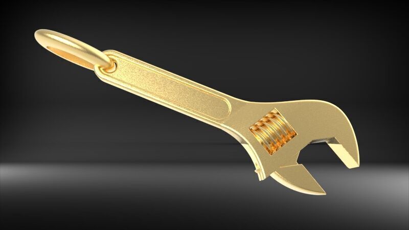 Wrench pendant silver gold printable jewelry  3D print model_11