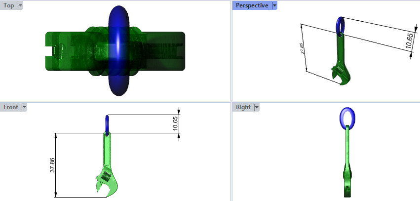 Wrench pendant silver gold printable jewelry  3D print model_23