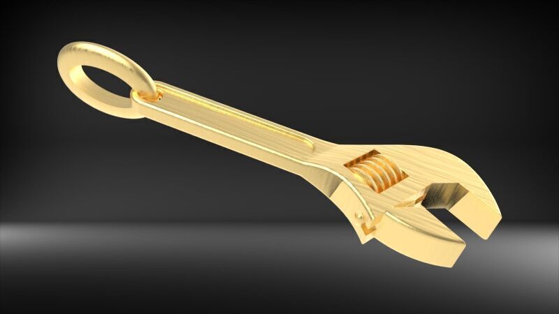 Wrench pendant silver gold printable jewelry  3D print model_15