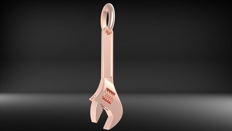 Wrench pendant silver gold printable jewelry  3D print model_21