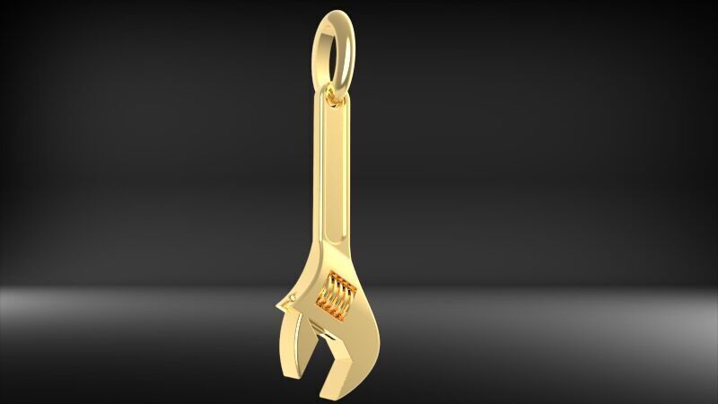 Wrench pendant silver gold printable jewelry  3D print model_20
