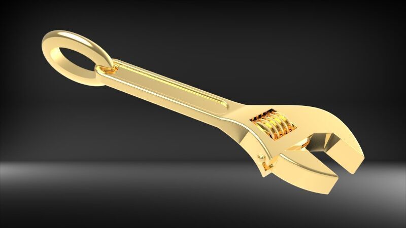 Wrench pendant silver gold printable jewelry  3D print model_16