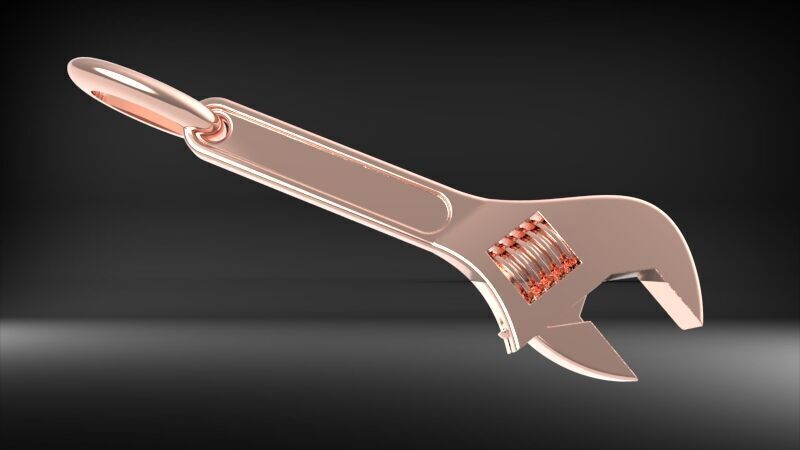 Wrench pendant silver gold printable jewelry  3D print model_6
